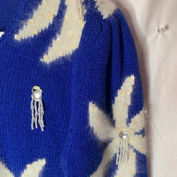 vintage Christine sweater beaded sequined shoulder pads M - Picture 4 of 10